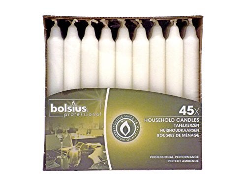 BOLSIUS Taper Candles 7 Hour Box Of 45 White Household Candles - Image 1