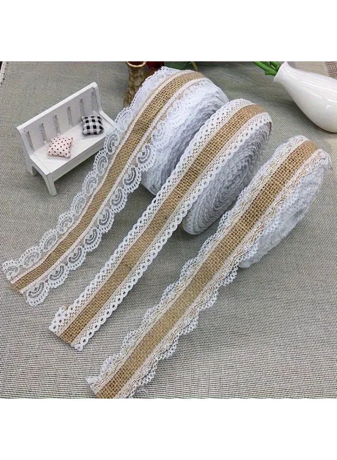 Lace Trim Burlap Ribbon Roll 150cm For DIY Christmas Decor Gift Wrapping - Image 5