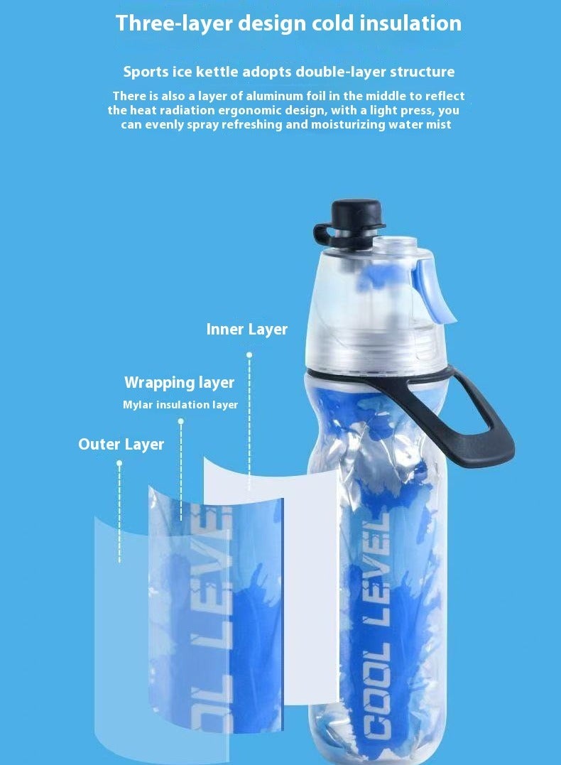COOL LEVEL Sports Spray Water Cup with Three-Layer Insulation and Cooling, Trendy Straw Water Cup, Plastic Cup, Fitness Outdoor Sports Cycling Cup, Suitable for Football, Basketball, Outdoor Cycling, and Fitness, 500ml - Image 5