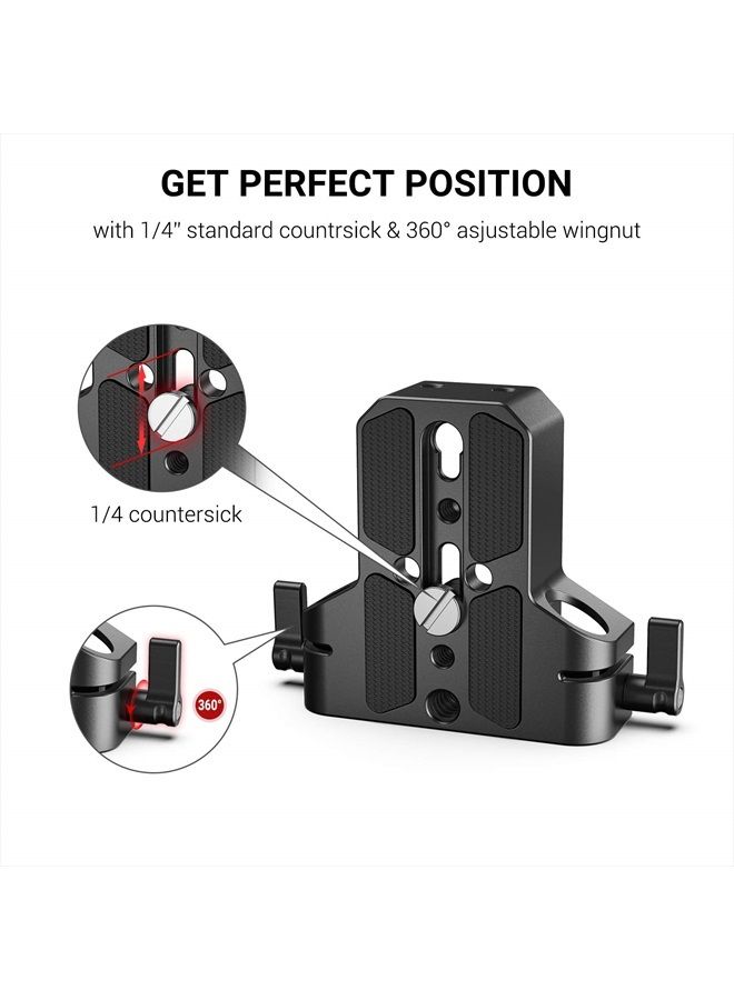 SmallRig Camera Base Plate with Rod Rail Clamp, Baseplate for Sony A6500 A6600 A6300, for Panasonic GH5 GH6, for Sony A7 Series, for Canon R5 R6, Both for Cameras & Cages - 1674 - Image 3