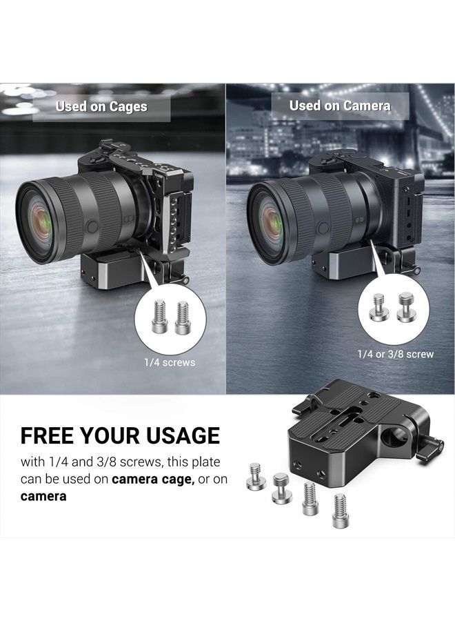 SmallRig Camera Base Plate with Rod Rail Clamp, Baseplate for Sony A6500 A6600 A6300, for Panasonic GH5 GH6, for Sony A7 Series, for Canon R5 R6, Both for Cameras & Cages - 1674 - Image 2