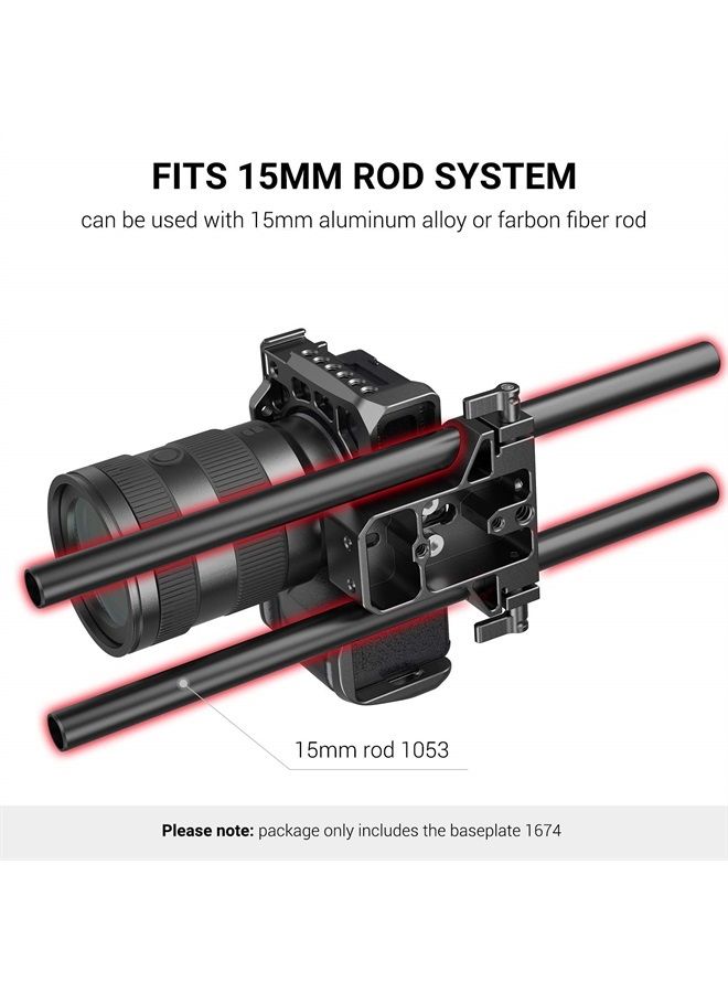 SmallRig Camera Base Plate with Rod Rail Clamp, Baseplate for Sony A6500 A6600 A6300, for Panasonic GH5 GH6, for Sony A7 Series, for Canon R5 R6, Both for Cameras & Cages - 1674 - Image 5