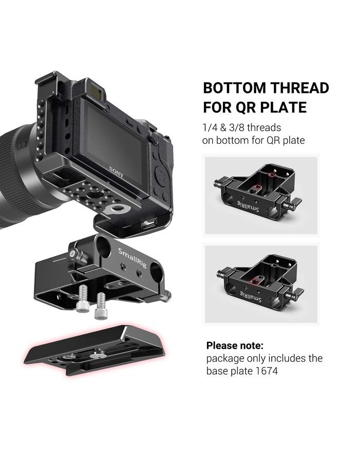 SmallRig Camera Base Plate with Rod Rail Clamp, Baseplate for Sony A6500 A6600 A6300, for Panasonic GH5 GH6, for Sony A7 Series, for Canon R5 R6, Both for Cameras & Cages - 1674 - Image 4