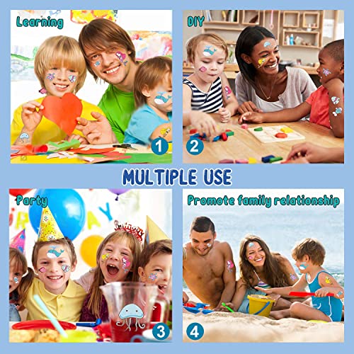 PARTYWIND 200 PCS Ocean Theme Temporary Tattoos for Kids, Beach Pool Under Sea Decorations Birthday Party Supplies Favors, Fake Tattoos Stickers With Mermaid Shark Tropical Fish Whale for Boys and Girls - Image 4