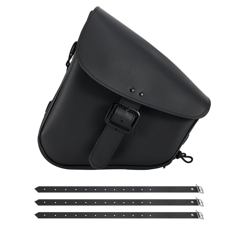 Gargoyle Bells Solo Saddle Bags PVC Waterproof Motorcycle Luggage for Sportster Softail Left Side BlackSingle Buckle