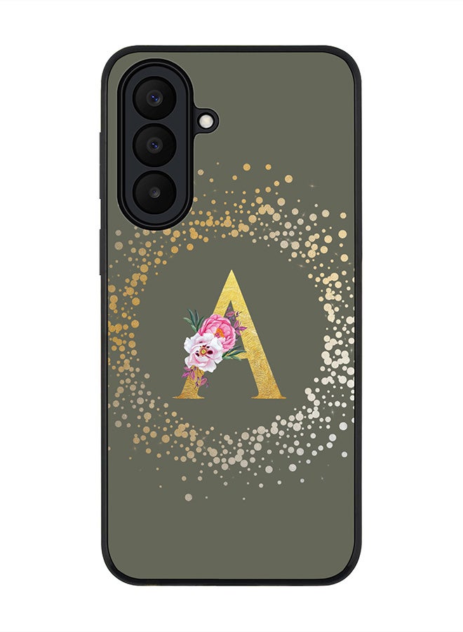 Stylizedd Rugged Case for Samsung Galaxy A27 / Galaxy M47- Slim Fit Hybrid Rubber Cover Floral Monogram - A (Olive Green)