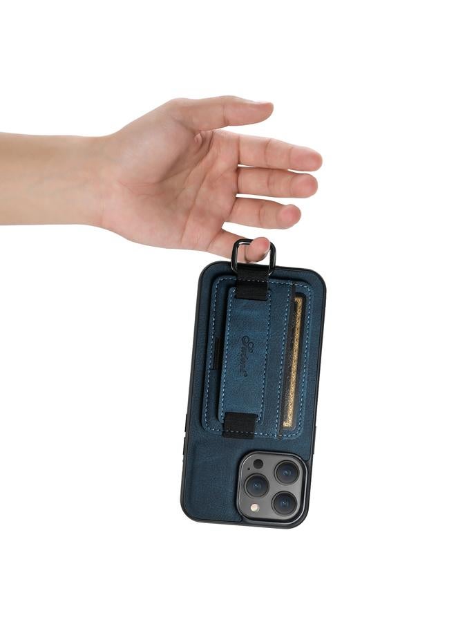 Suteni Case For iPhone 13 Pro Max H13 Litchi Leather Wrist Strap Wallet Back Phone Case - Image 5