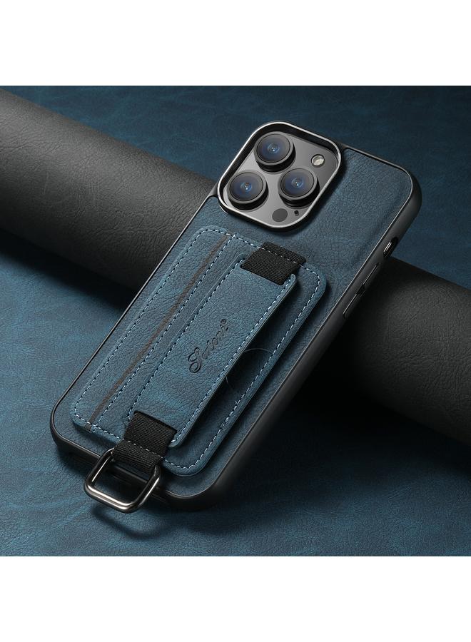 Suteni Case For iPhone 13 Pro Max H13 Litchi Leather Wrist Strap Wallet Back Phone Case - Image 2