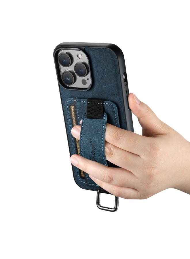 Suteni Case For iPhone 13 Pro Max H13 Litchi Leather Wrist Strap Wallet Back Phone Case - Image 3