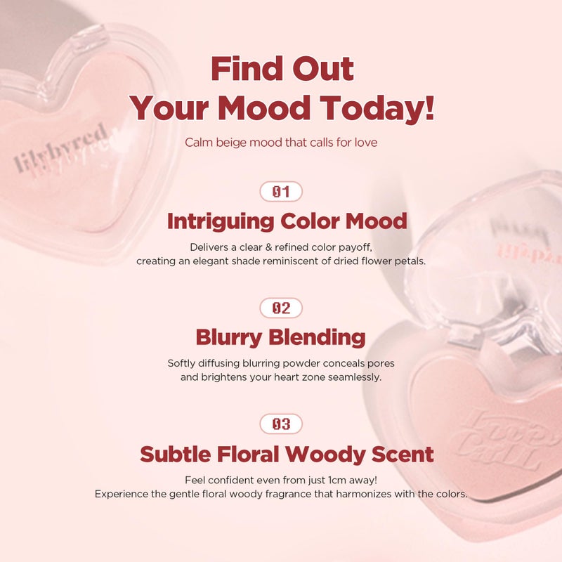 lilybyred Luv Beam Blur Cheek | Heart-Shaped Korean Powder Blush, Silky Texture, Lightweight, Soft Blurring Matte Finish, Long-Lasting, Natural Flush, Floral Woody Scent, 0.14 oz. (04 Blurry Rose) - Image 3