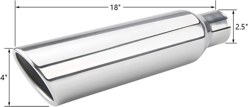 LCGP 2.5 Inch Inlet Exhaust Tip - Polished Stainless Steel Diesel Exhaust Tailpipe Tip (2 Pcs) - Image 2
