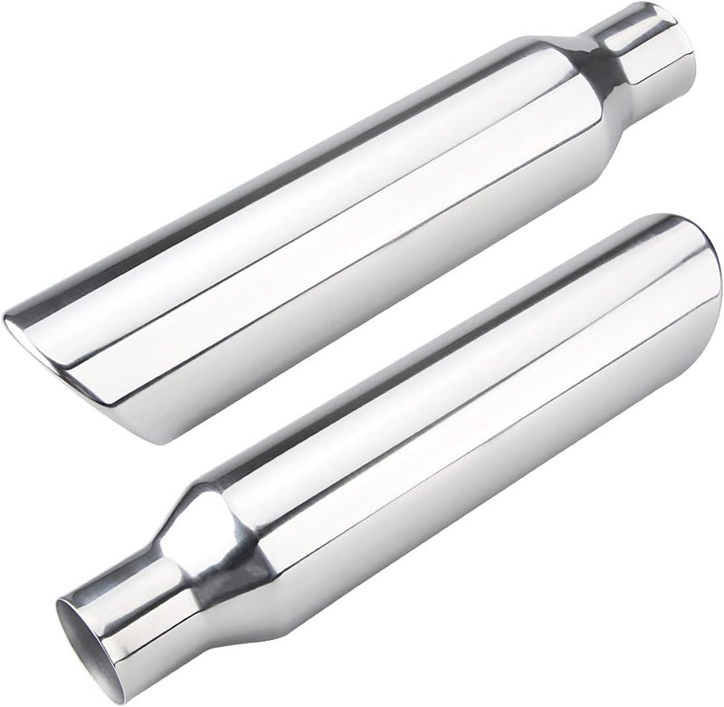 LCGP 2.5 Inch Inlet Exhaust Tip - Polished Stainless Steel Diesel Exhaust Tailpipe Tip (2 Pcs) - Image 1