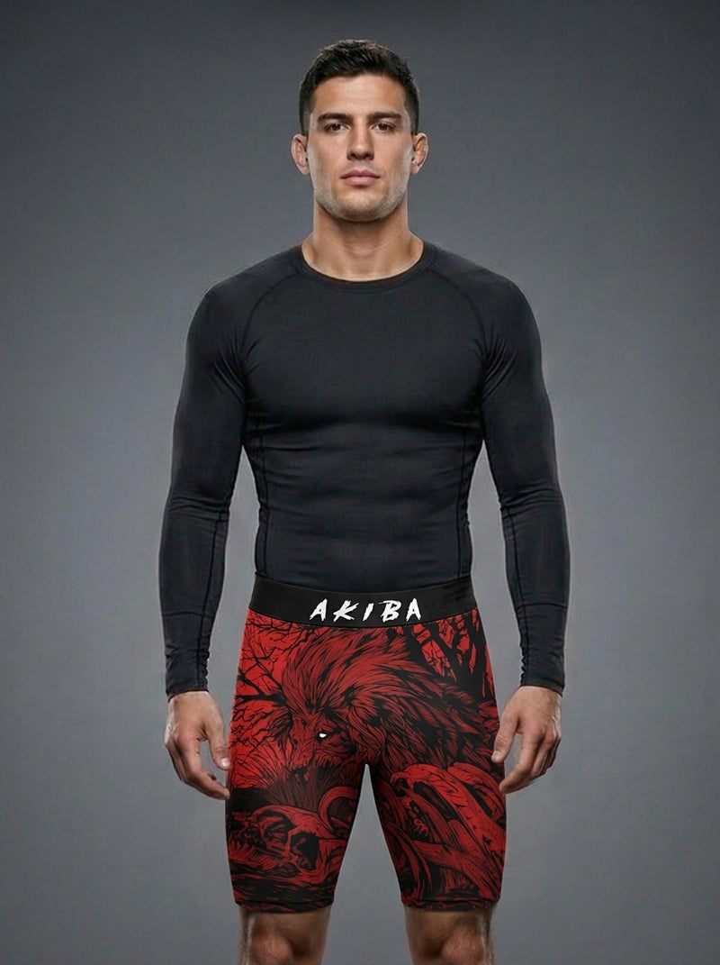 AKIBA Sport Performance Compression Unisex Shorts for MMA,Cycling, Martial Arts,Gym, Cage Fight, Muay Thai, BJJ, Boxing, and Grappling (in, Alpha, L) red Black - Image 3
