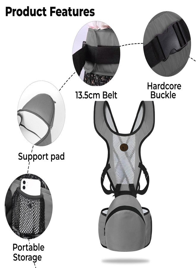 Bembika Baby Carrier with Hip Seat - Soft Kangaroo Bag & Sling Carrier, Multiple Carry Positions, Adjustable Infant Carrier for Hands Free Parenting -(3-24 Months | 3-15 Kg | Grey) - Image 4