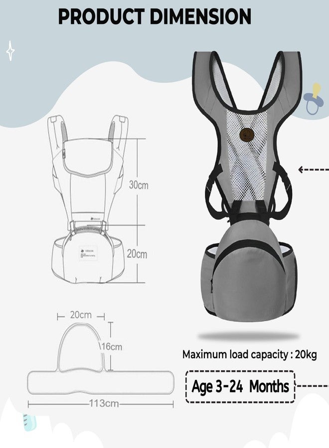 Bembika Baby Carrier with Hip Seat - Soft Kangaroo Bag & Sling Carrier, Multiple Carry Positions, Adjustable Infant Carrier for Hands Free Parenting -(3-24 Months | 3-15 Kg | Grey) - Image 3