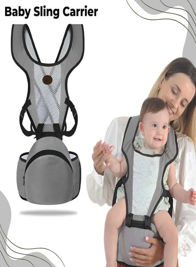 Bembika Baby Carrier with Hip Seat - Soft Kangaroo Bag & Sling Carrier, Multiple Carry Positions, Adjustable Infant Carrier for Hands Free Parenting -(3-24 Months | 3-15 Kg | Grey) - Image 2