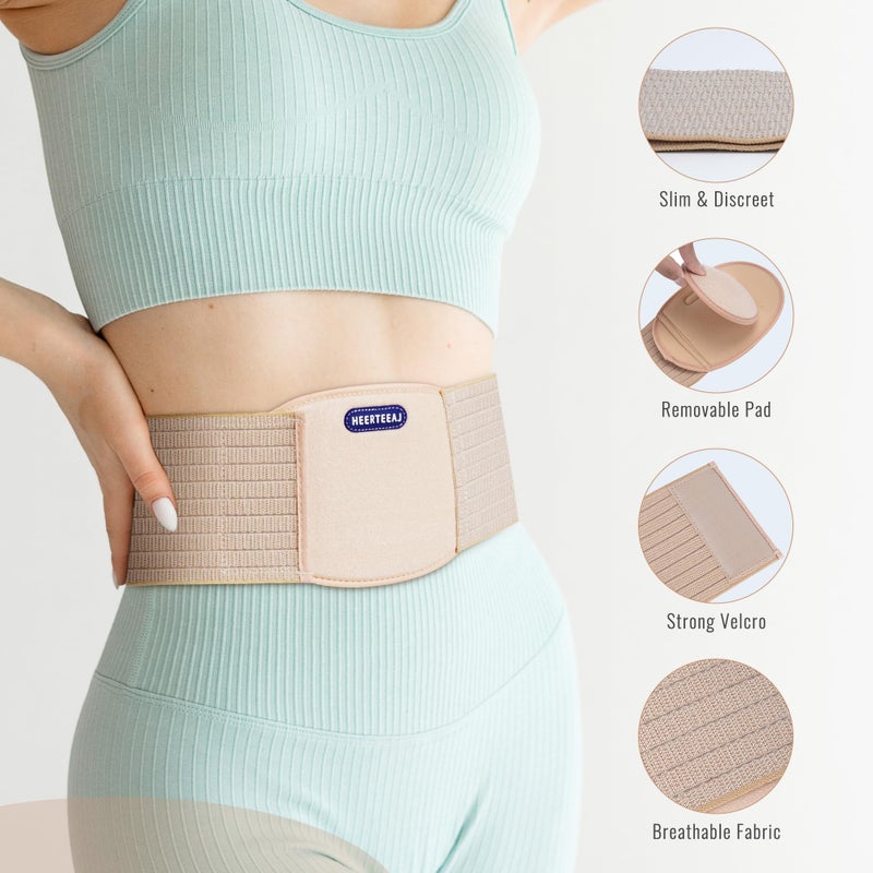 HEERTEEAJ Umbilical Hernia Belt | Abdominal Hernia Belt for Men & Women | Belly Button Umbilical Hernia Binder w/ 1 Hernia Compression Pads | Ventral, Epigastric & Post Surgery Support Belts - Image 3