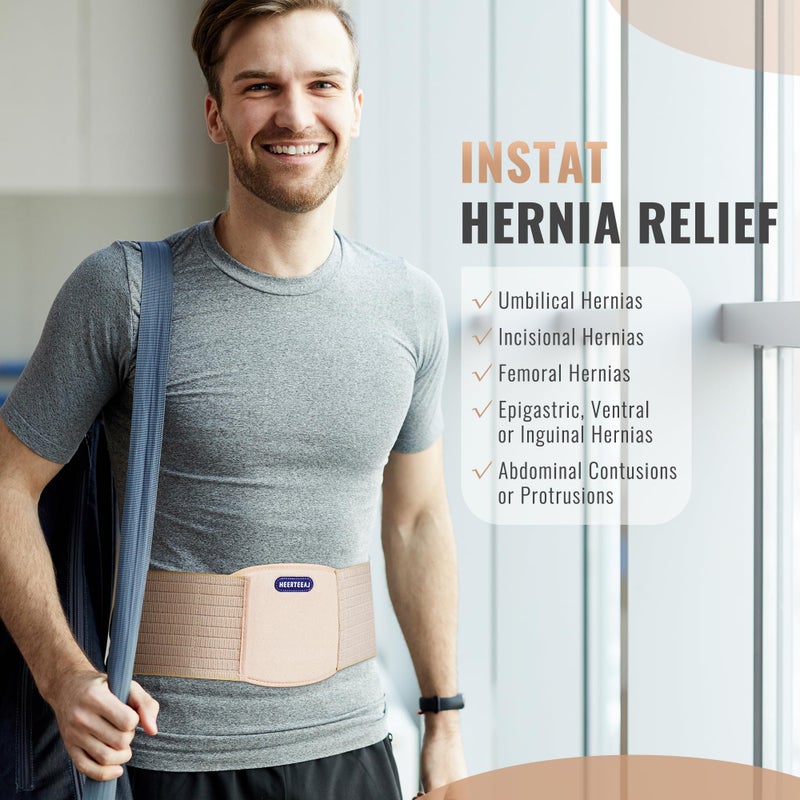 HEERTEEAJ Umbilical Hernia Belt | Abdominal Hernia Belt for Men & Women | Belly Button Umbilical Hernia Binder w/ 1 Hernia Compression Pads | Ventral, Epigastric & Post Surgery Support Belts - Image 2