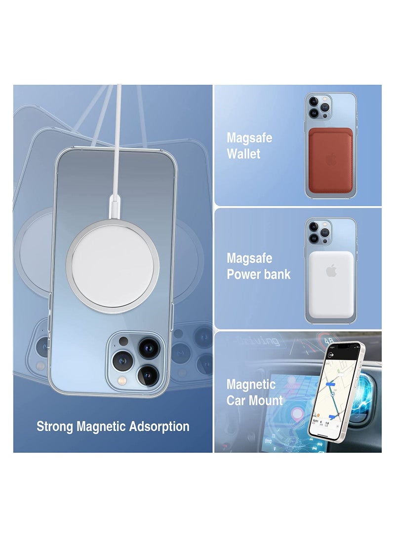 جراب مغناطيسي شفاف لهاتف iPhone 13 Pro Max، متوافق مع جراب هاتف Magsafe لهاتف iPhone 13 Pro Max، [مضاد للأصفر والصدمات العسكرية] غطاء واقٍ رفيع رفيع للنساء والفتيات والرجال مقاس 6.7 بوصة 2021، - Image 4