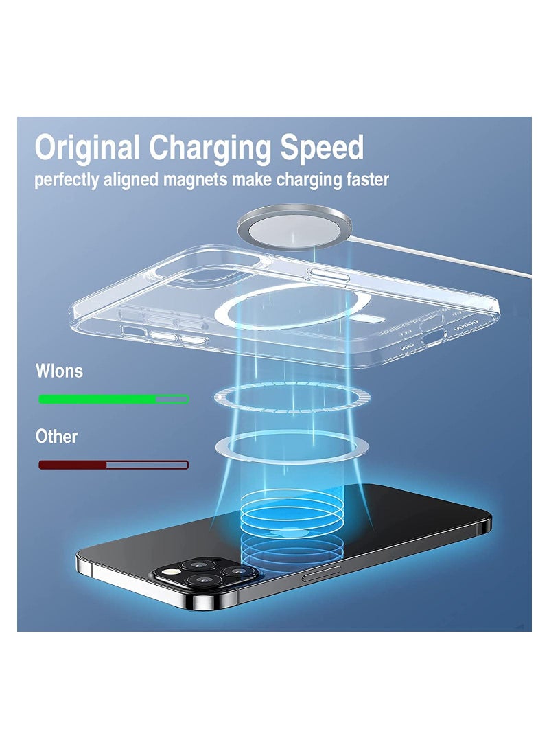 جراب مغناطيسي شفاف لهاتف iPhone 13 Pro Max، متوافق مع جراب هاتف Magsafe لهاتف iPhone 13 Pro Max، [مضاد للأصفر والصدمات العسكرية] غطاء واقٍ رفيع رفيع للنساء والفتيات والرجال مقاس 6.7 بوصة 2021، - Image 3