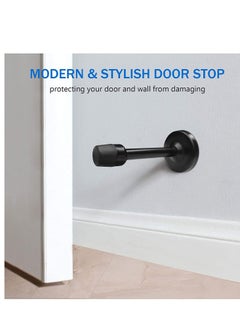 Y&D Door Stopper Black Stop Wall Mount with Rubber Bumper Tip for Sound Dampening Doorstop Protector Indoor Outdoor 2 Pack  - Image 2