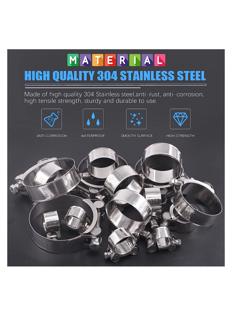 T-Bolt Hose Clamps 304 Stainless Steel Heavy Duty Ear Clamp Tube Clamp Adjustable Pipe Clamps for 1.7''-1.9'' Dia Range Hose (4 PCS, 44-47mm) - Image 4