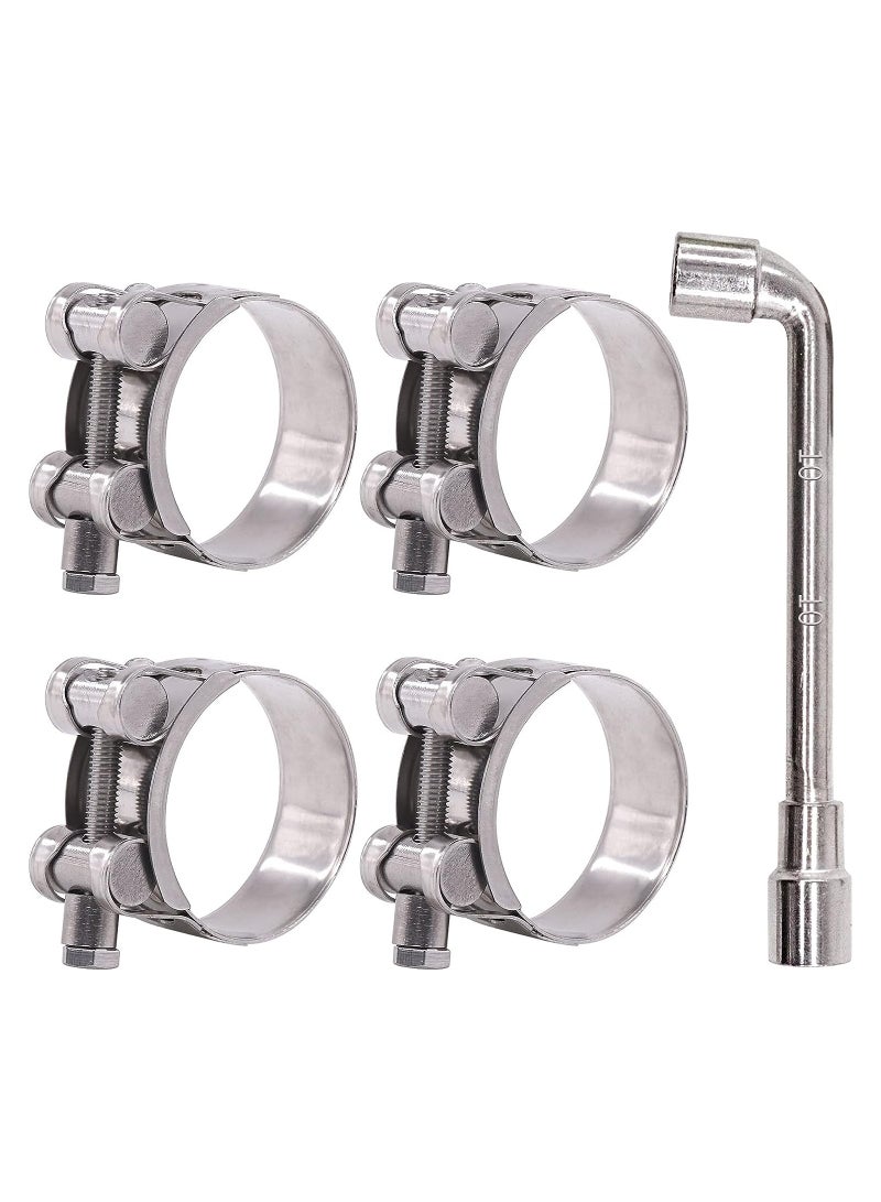 T-Bolt Hose Clamps 304 Stainless Steel Heavy Duty Ear Clamp Tube Clamp Adjustable Pipe Clamps for 1.7''-1.9'' Dia Range Hose (4 PCS, 44-47mm) - Image 1