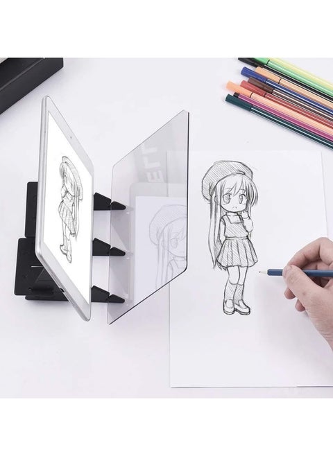 Drawing Tracing Pad Optical Projector Painting Copy Board Mirror Reflection Projection Tracing Plate Board Comic Tracer Art Stencil Tool (12 Inches)