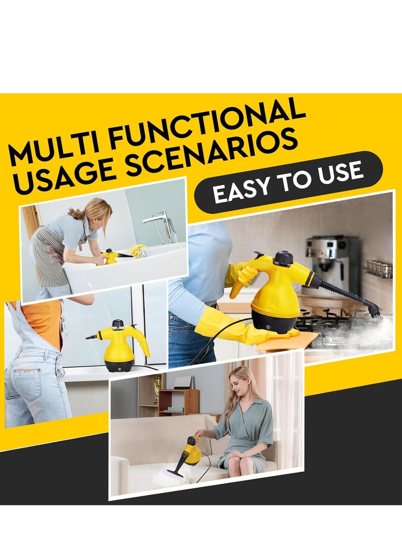 منظف البخار المحمول بقوة 1200 واط متعدد الوظائف الحار عالي مع 9 ملحقات وقفل السلامة وكابل طاقة طويل بطول 2.6 متر، مناسب للمطبخ والأريكة والحمام والنافذة. - Image 5