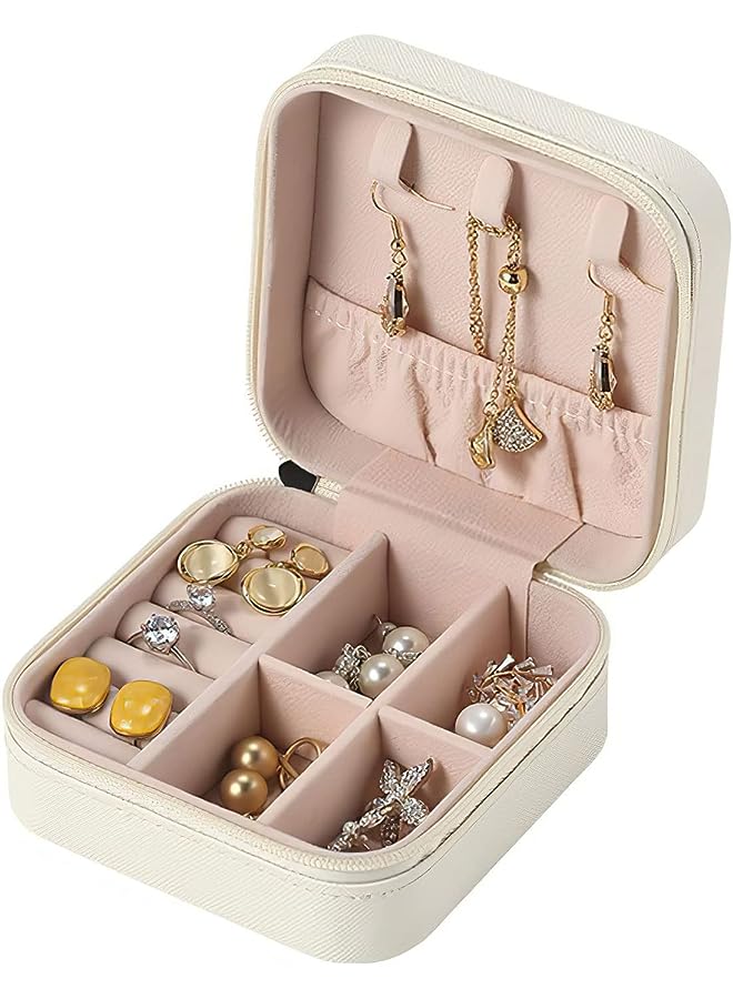 IAF Jewelry Organizer, 2 Layer Display Storage Layer Jewelry Box Organizer Storage Case for Women Girls Necklace Earring Rings Sparkle Jewelry Holder Case, White, 10 * 10 * 5cm - Image 1