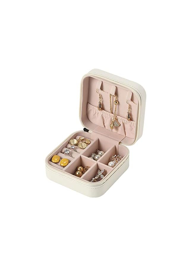 IAF Jewelry Organizer, 2 Layer Display Storage Layer Jewelry Box Organizer Storage Case for Women Girls Necklace Earring Rings Sparkle Jewelry Holder Case, White, 10 * 10 * 5cm - Image 2