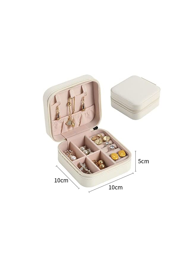 IAF Jewelry Organizer, 2 Layer Display Storage Layer Jewelry Box Organizer Storage Case for Women Girls Necklace Earring Rings Sparkle Jewelry Holder Case, White, 10 * 10 * 5cm - Image 3