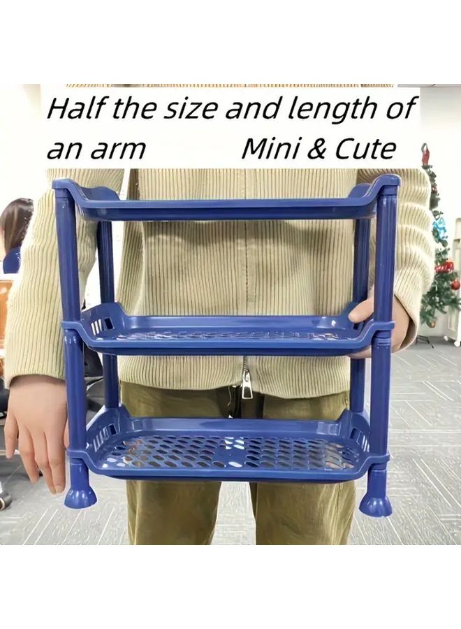 رفافة مدمجة من 3 طبقات باللون الأزرق - منظف موفر للمساحة سهل التركيب متعدد الأغراض - Image 3