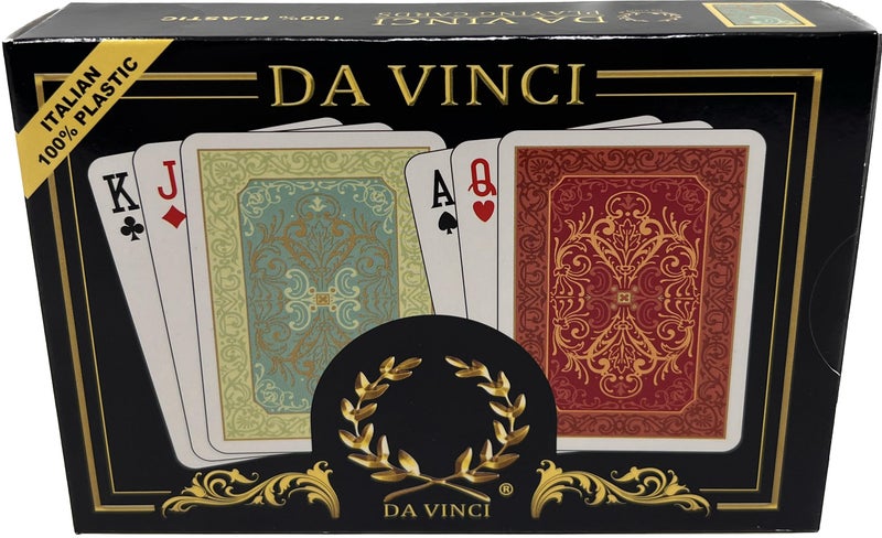 DA VINCI Persiano, Italian 100% Plastic Playing Cards, 2 Deck Set Poker Size Regular Index, with Hard Shell Case & 2 Cut Cards - Image 1