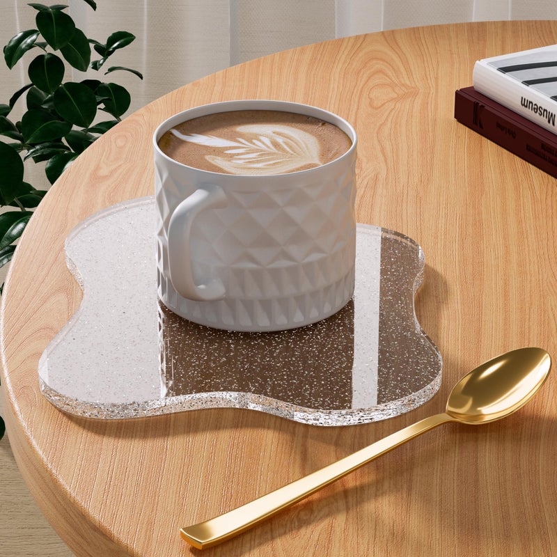 Leadiy Acrylic Coaster Decorative Plates, Irregular Bar Drink Coaster,Perfect for Tabletop Protection and Accessories Display. - Image 1