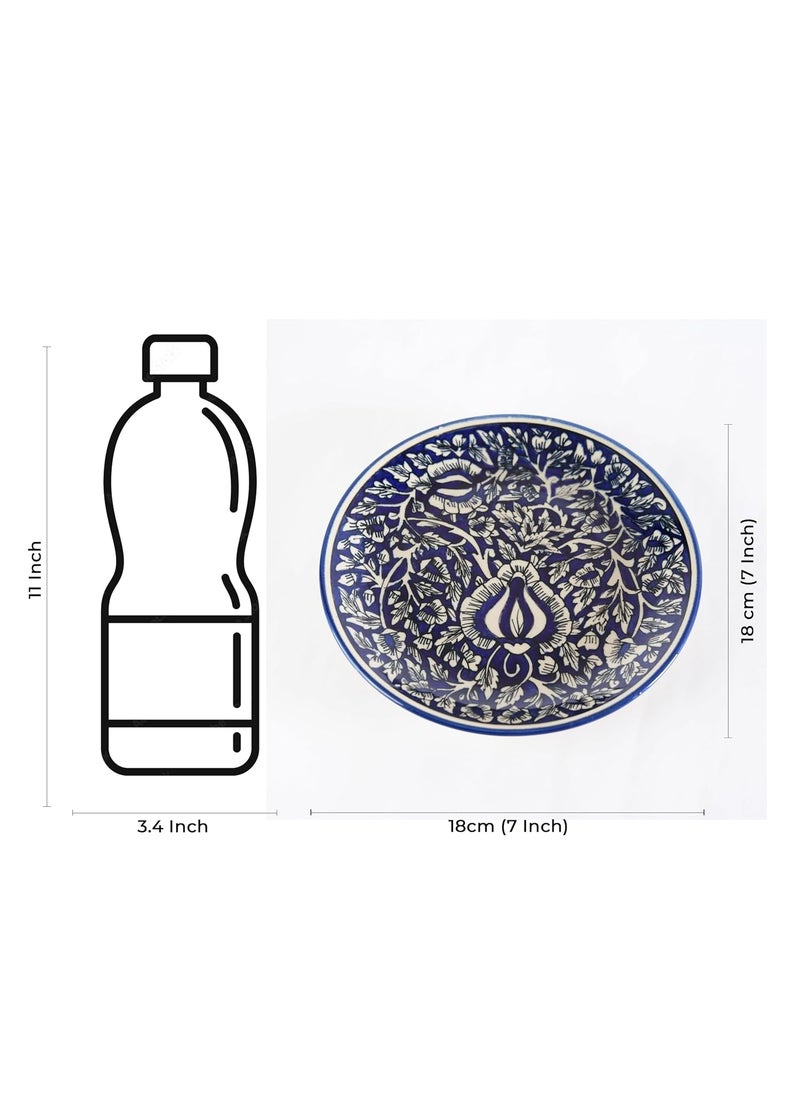 Caffeine Caffeine Ceramic Handmade Stoneware Blue Mughal Quarter Plate 7”(Set of 6 Dishwasher & Microwave Safe)  - Image 4