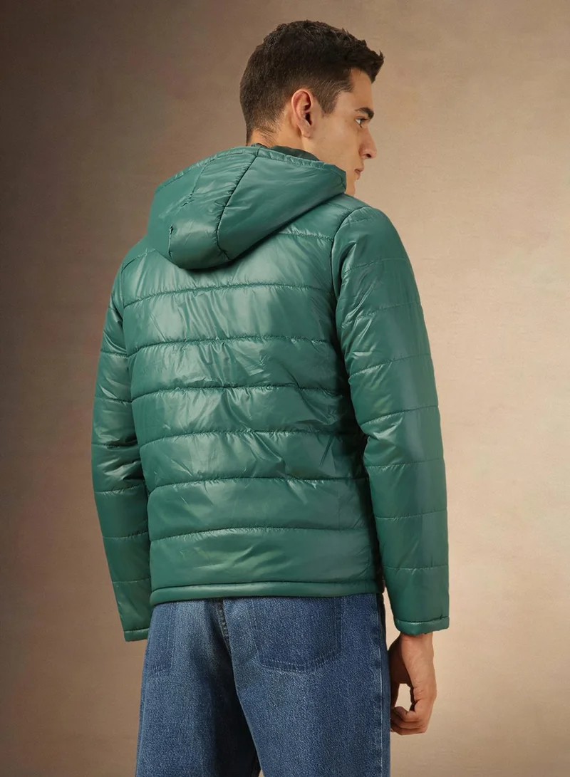 دينيس لينغو Men's Green 100% Polyester Solid Regular Fit Jacket