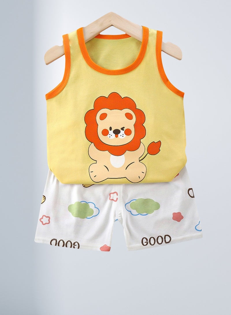 4 boy shorts and short sleeve suits, lion shark dinosaur car cartoon print - Image 5
