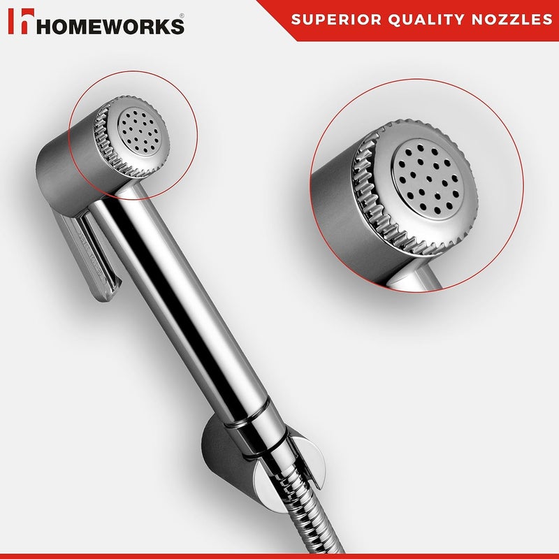 HomeWorks Health Faucet Premium Personal Chrome ABS Plastic Jet Spray for Toilet and Bathroom with Easy Grip and Leak Proof Design Toilet Spray Gun Chrome Finish Round Shaped Head Pack of 1 - Image 4
