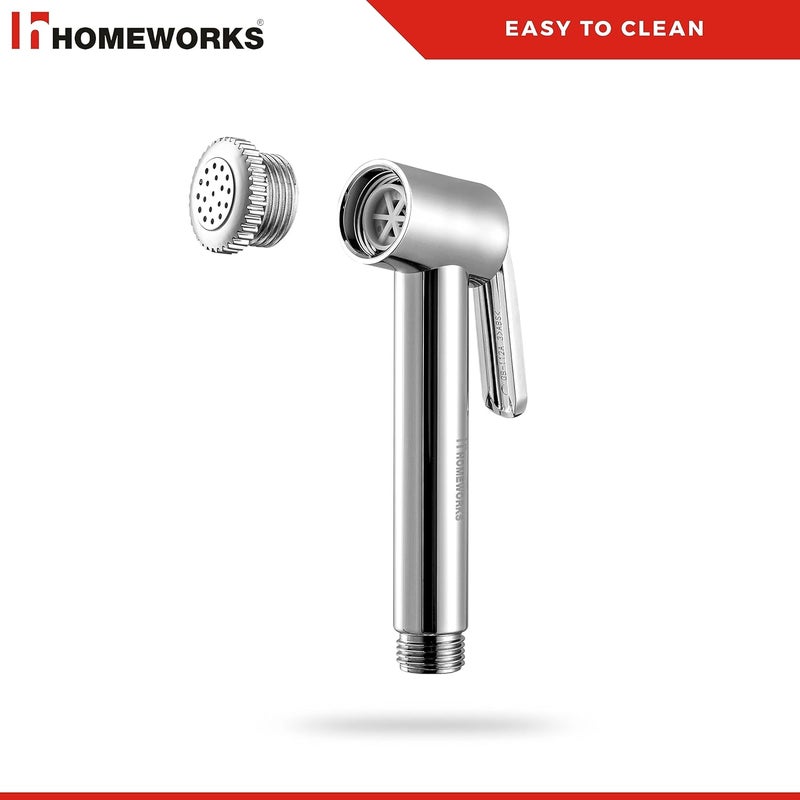 HomeWorks Health Faucet Premium Personal Chrome ABS Plastic Jet Spray for Toilet and Bathroom with Easy Grip and Leak Proof Design Toilet Spray Gun Chrome Finish Round Shaped Head Pack of 1 - Image 3