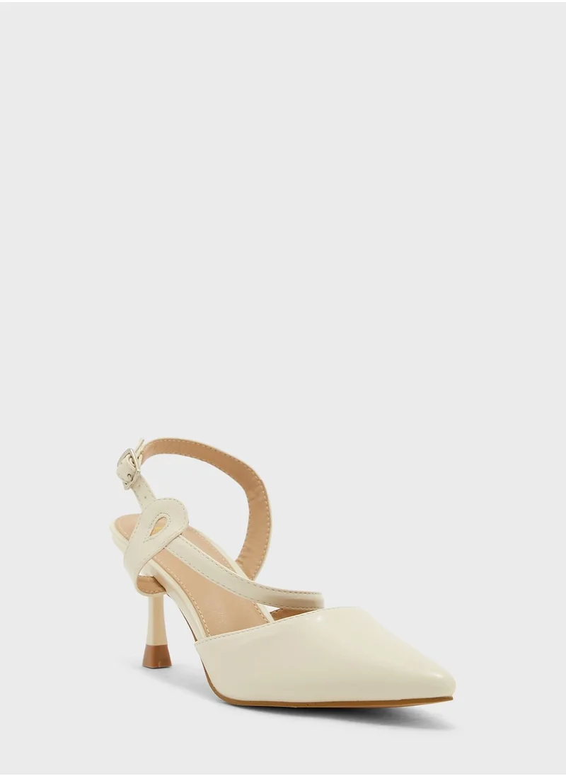 ELLA Shiny Asymetric Strap Pointed Pump