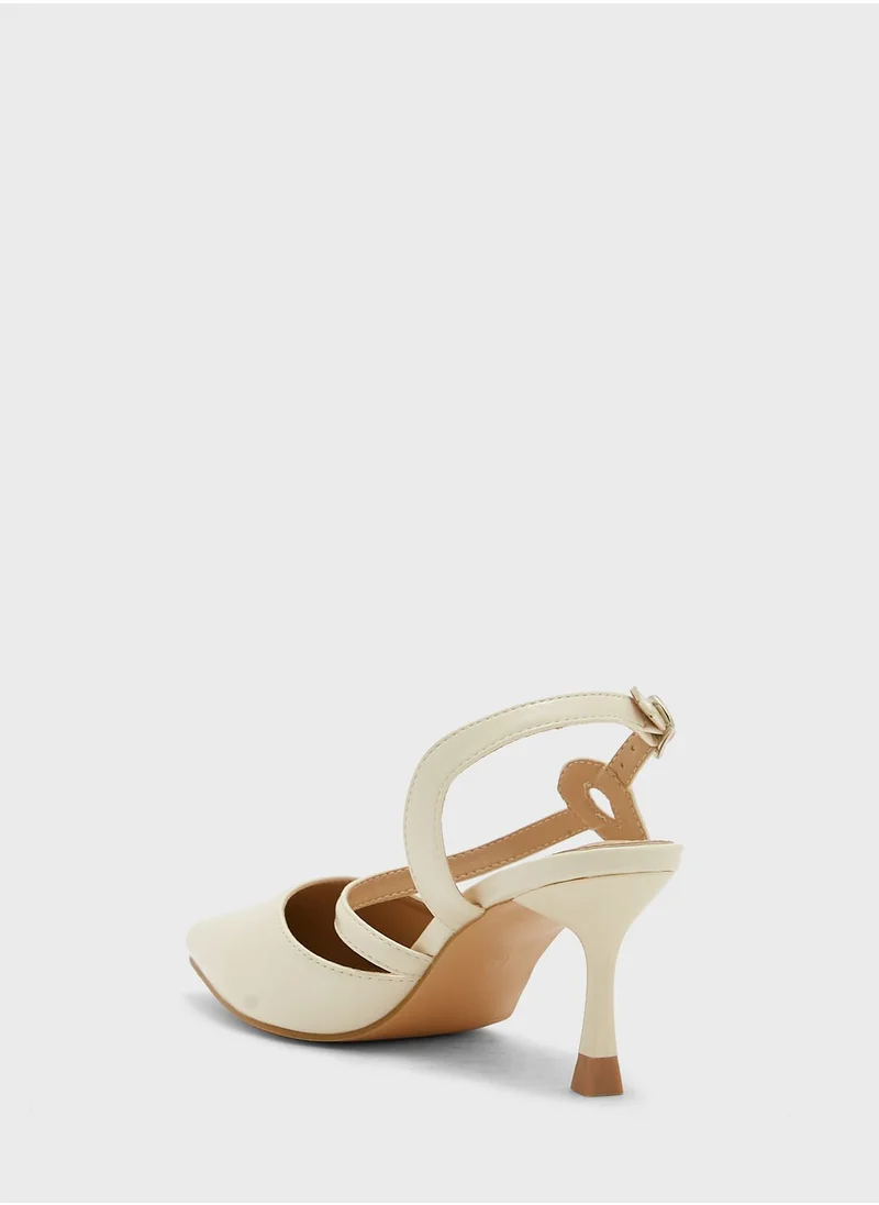 ELLA Shiny Asymetric Strap Pointed Pump
