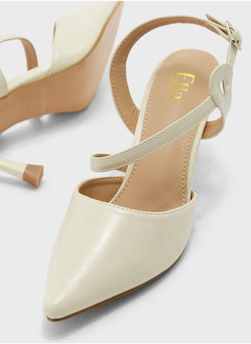 ELLA Shiny Asymetric Strap Pointed Pump
