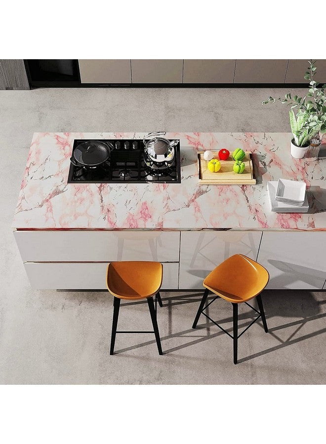 VIOPVERY Marble Contact Paper15.7X78.7 Pink Marble Wallpaper Peel And Stick The Wallpaper Waterproof Easily Removable.Selfadhesive Film Wallpaper For Kitchen Countertop And Cabinet Shelf Liner - Image 2