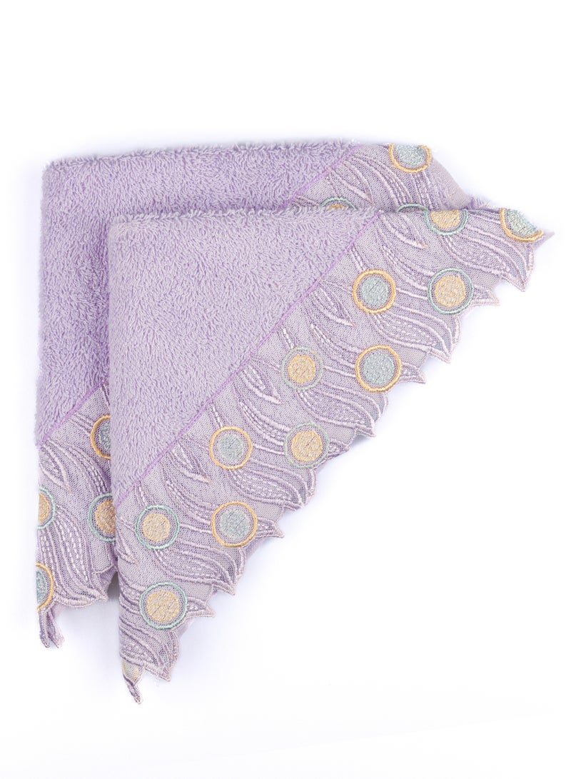 Notte Bianca Purpuel  5 Pc Towel Set With Italian  Lace 1Mat 70X50 For The Floor +2 Face 30X30+1 Hand 40X80+1 Bath 60X130 Soft  Excellentabsorbing  Made In Italy Its Good As A Gift As Well - Image 5
