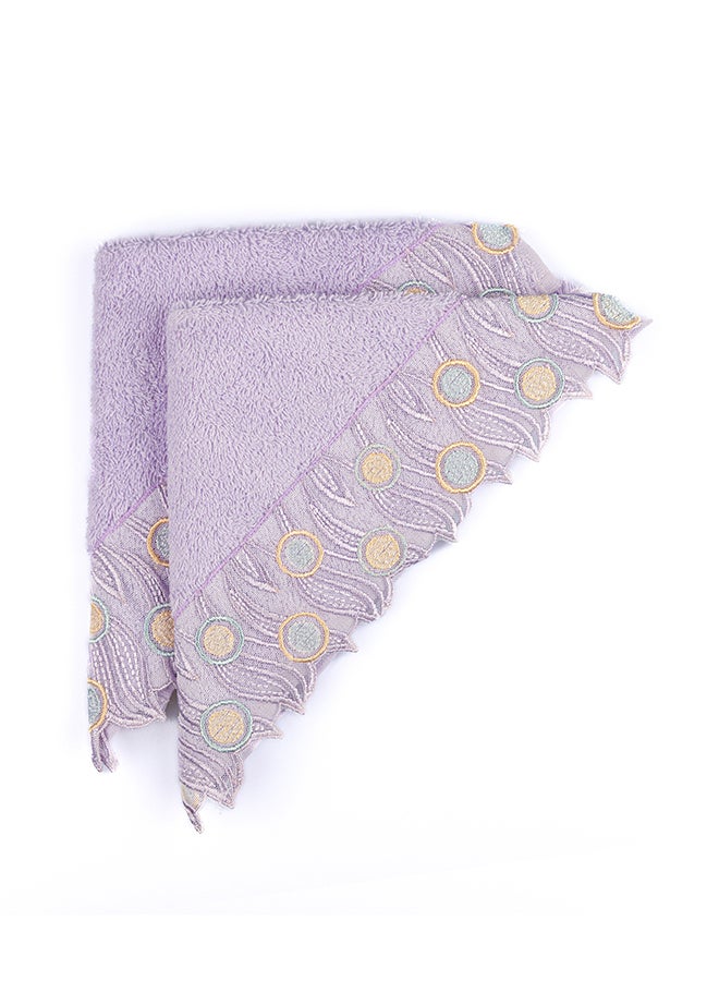 Notte Bianca Purpuel  5 Pc Towel Set With Italian  Lace 1Mat 70X50 For The Floor +2 Face 30X30+1 Hand 40X80+1 Bath 60X130 Soft  Excellentabsorbing  Made In Italy Its Good As A Gift As Well - Image 4