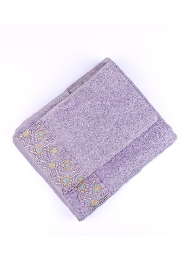 Notte Bianca Purpuel  5 Pc Towel Set With Italian  Lace 1Mat 70X50 For The Floor +2 Face 30X30+1 Hand 40X80+1 Bath 60X130 Soft  Excellentabsorbing  Made In Italy Its Good As A Gift As Well - Image 3