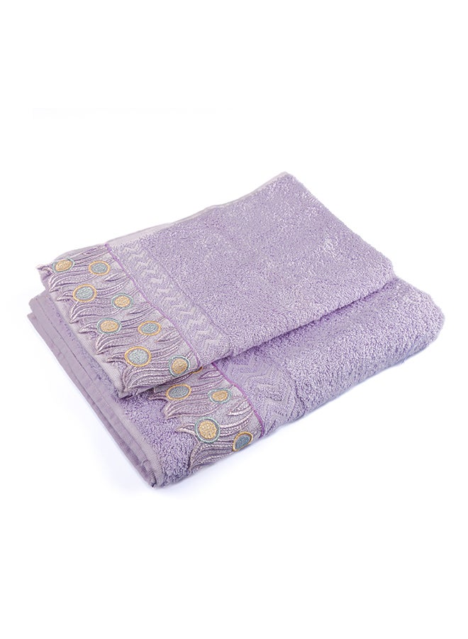 Notte Bianca Purpuel  5 Pc Towel Set With Italian  Lace 1Mat 70X50 For The Floor +2 Face 30X30+1 Hand 40X80+1 Bath 60X130 Soft  Excellentabsorbing  Made In Italy Its Good As A Gift As Well - Image 2