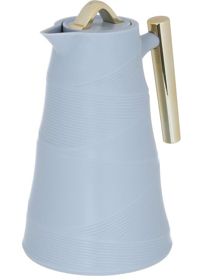 Glory Bamboo Glass Thermos 1 Liter Plastic Body Light Grey - Image 2