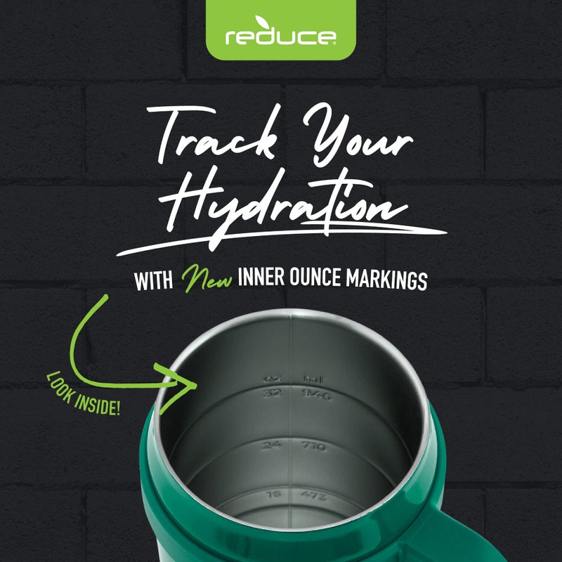 REDUCE 40 oz Stainless Steel Tumbler with Handle - Dual-Wall Vacuum Insulated Travel Mug  Sweat-Proof Lid & Reusable Straw - Keeps Drinks Cold for 24 Hrs  Fits Cupholders  Dishwasher Safe - Palm Leaf - Image 4